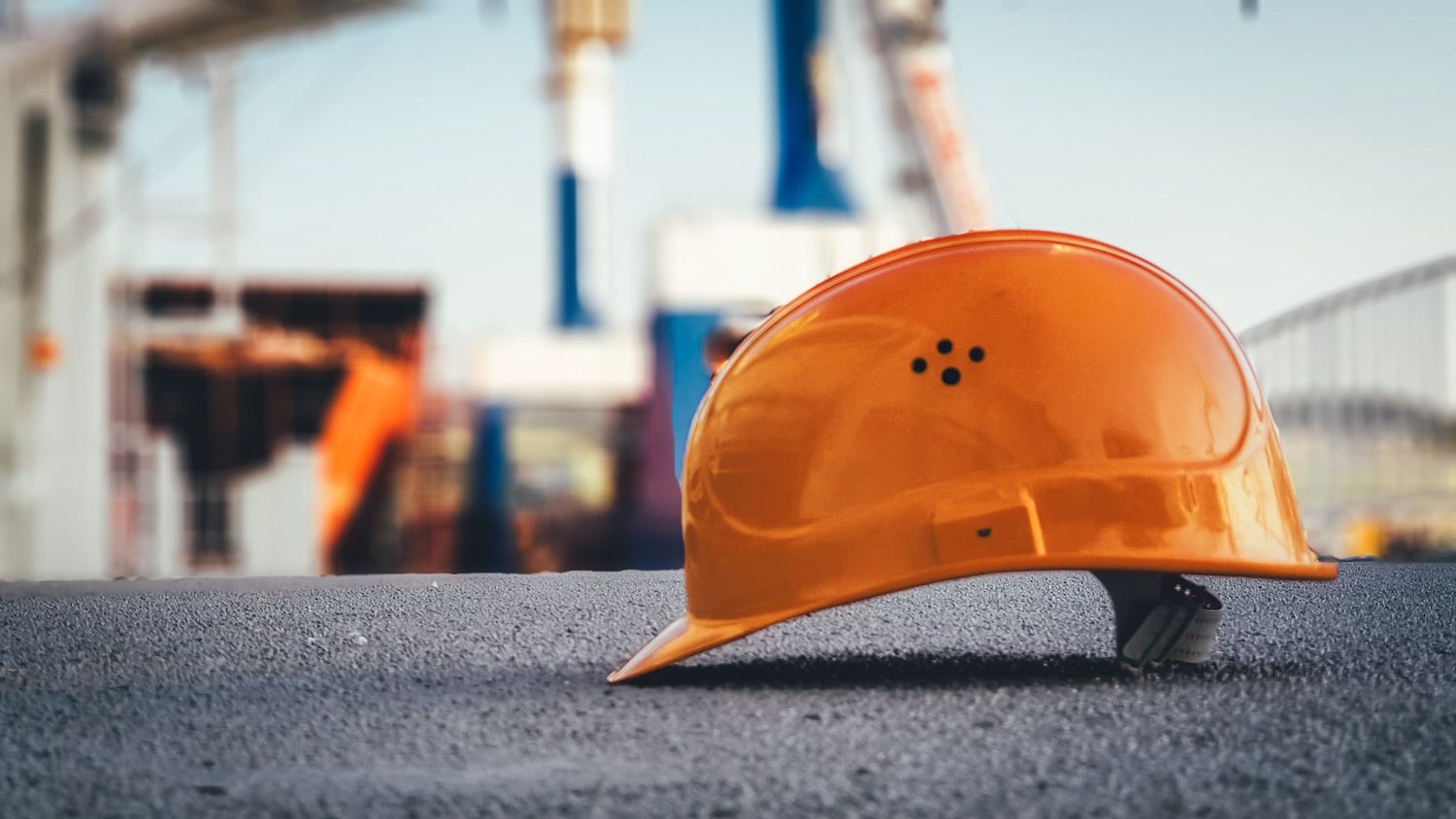 Orange hard hat on a construction site